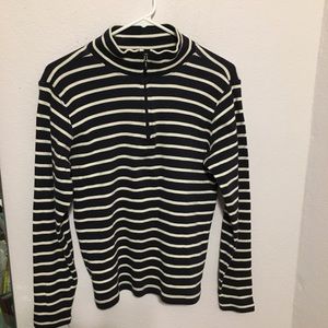L.L. Bean 1/4 zip stripped sweater